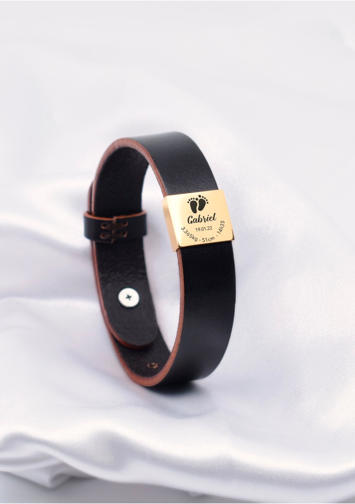 Birth leather bracelet - Gold