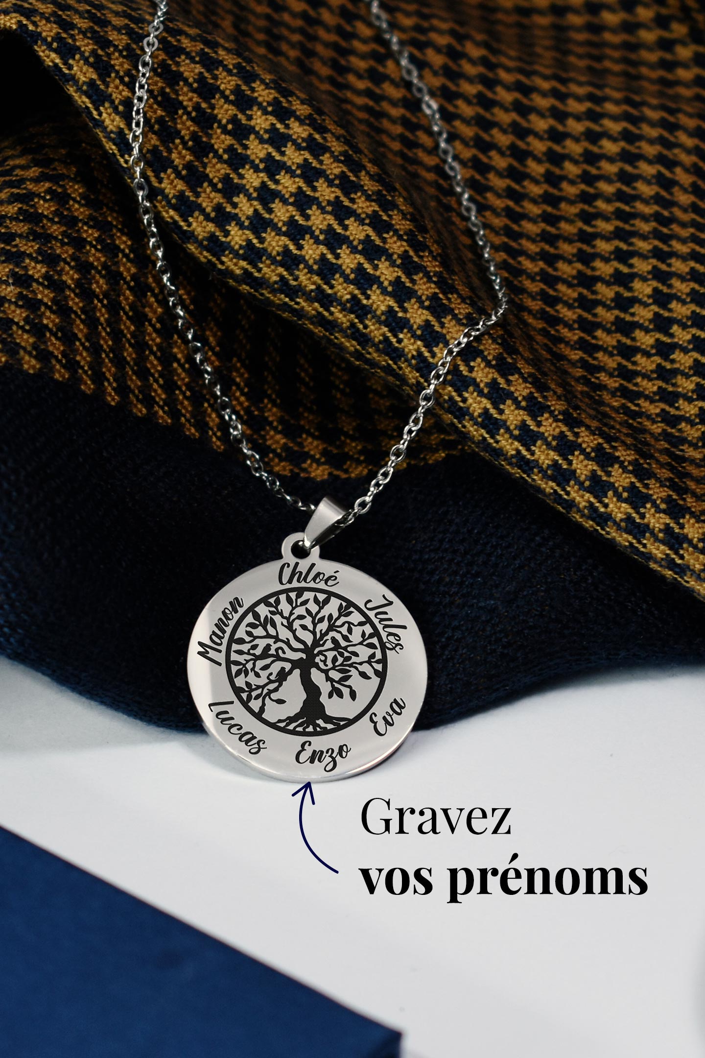 Tree of Life &amp; Name Necklace - Silver