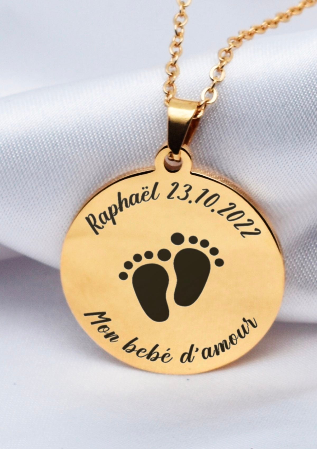 Little Feet Birth Necklace - Gold