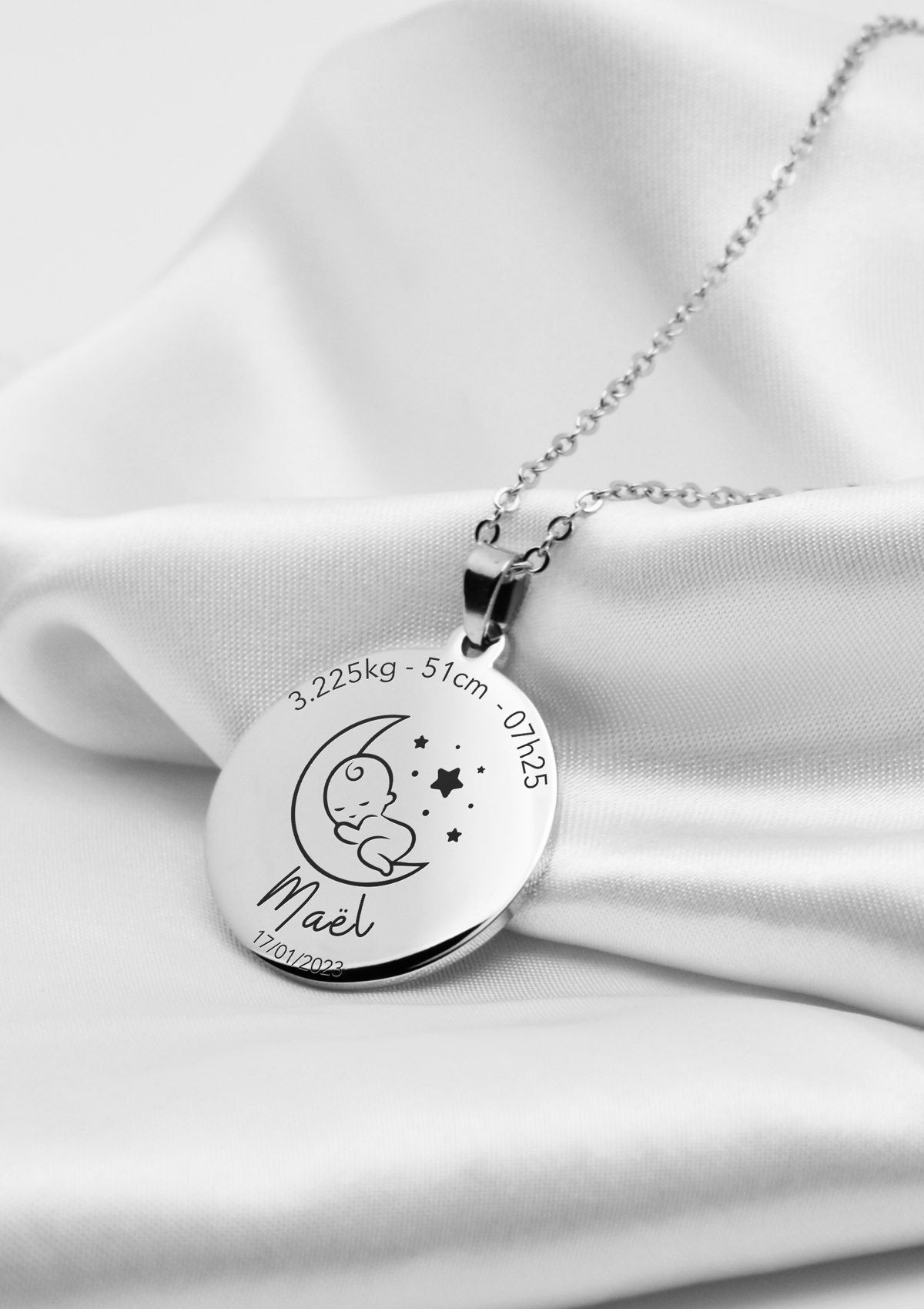 Birth Necklace - Little Moon | Silver