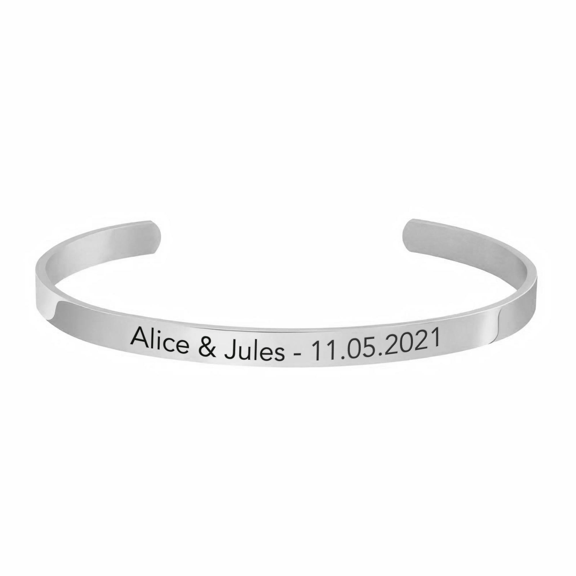 Jonc personnalisé argenté Alice & Jules - 11.05.2021